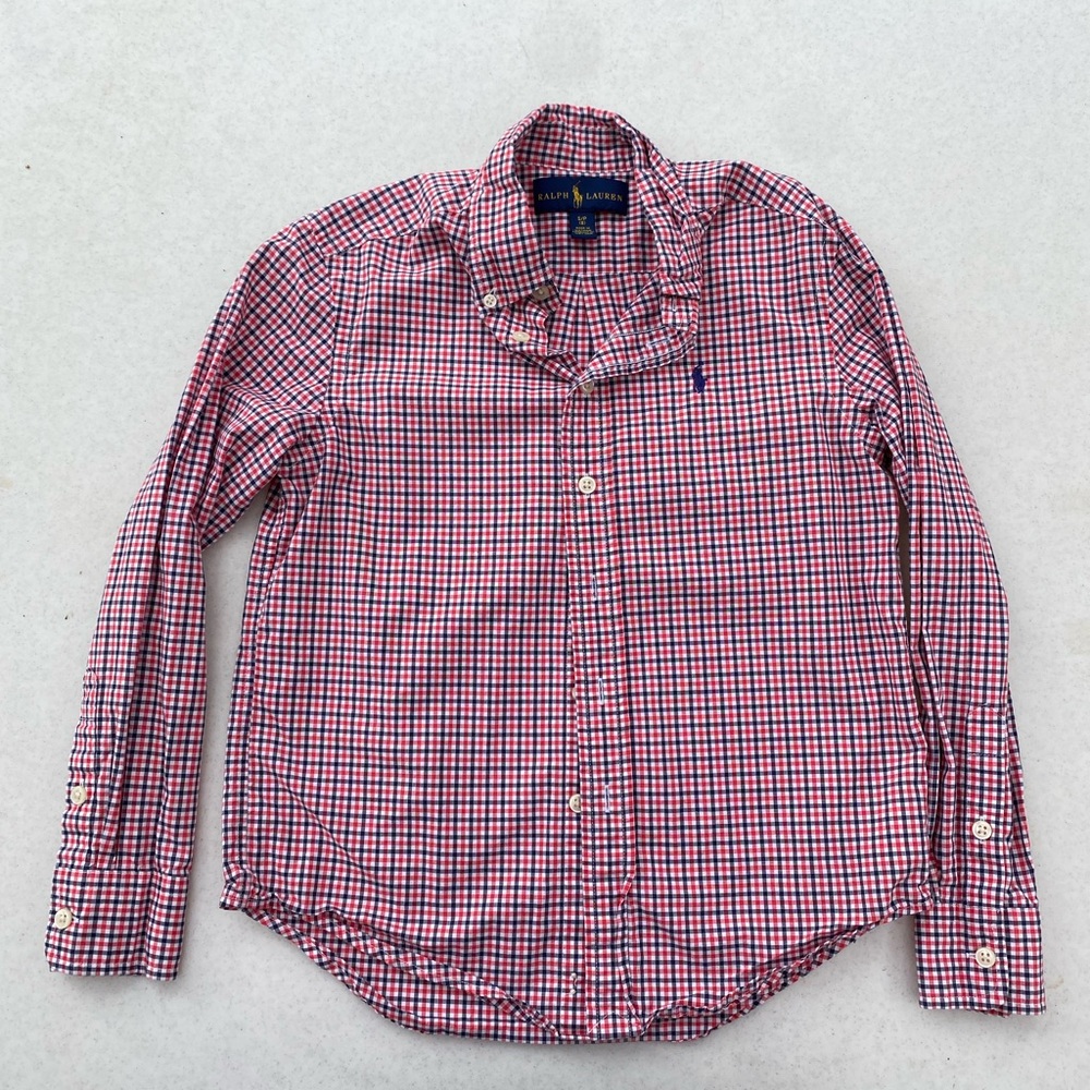 Boys long sleeve plaid button down shirt